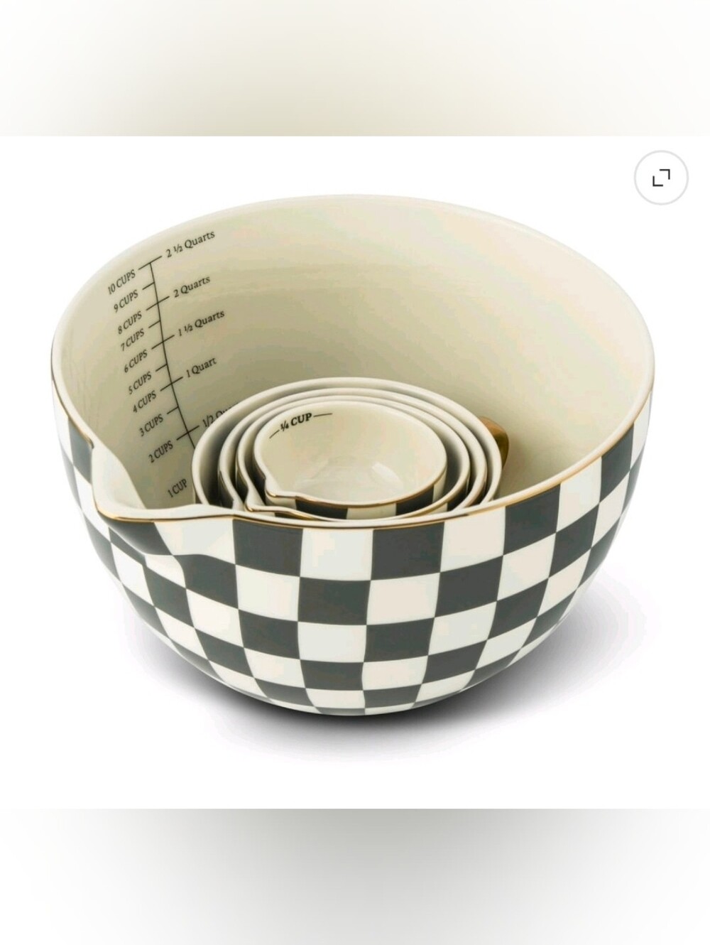 Thyme & Table Black and Cream 5-Piece Batter Bowl & Measuring Cup Set FIRM PRICE - Picture 4 of 5
